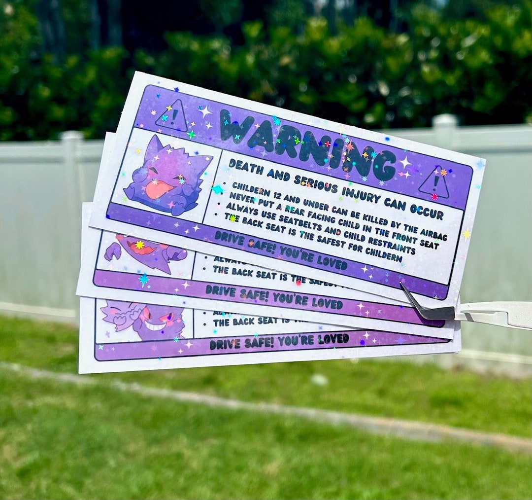 Cute Holo Car Warning Sticker Air Bag Sticker, Sticker for Car Visors