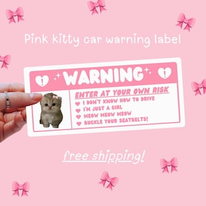 Coquette Cat Air Bag Warning Sticker - Interior Car Decor For Personalization and Safety