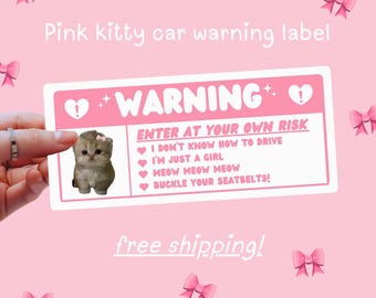 Coquette Cat Air Bag Warning Sticker - Interior Car Decor For Personalization and Safety