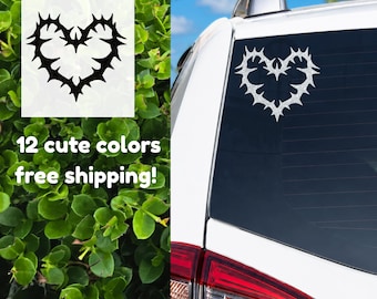 Spiky Heart Vinyl Decal | Goth Thorn Car Sticker | Y2K Alternative Laptop Mirror Decal