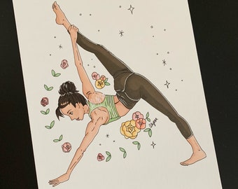 Yoga Woman Wall Art, Woman Art Print, Yoga Lady Art Print, Yoga Decor, Yoga Wall Art, Giclee Art Print, “Inspiration”