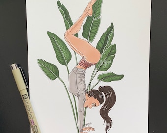 Yoga Woman Wall Art, Woman Art Print, Yoga Lady Art Print, Yoga Decor, Yoga Wall Art, Giclee Art Print, "Self-Growth"