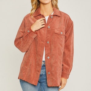 90's Oversized Corduroy Shirt Jacket - Retro Vintage Style, Boyfriend Fit, Frayed Hem, Premium Quality  Shacket Black Blue Rust S to XL