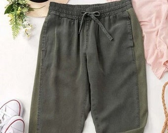High Rise Tencel Jogger Pants * Elastic WaistBand Adjustable Drawstring * Spring Summer Urban Streetwear * Soft Color Jean * Graduation Gift