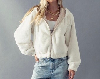 Fuzzy Zip up Jacket - Etsy
