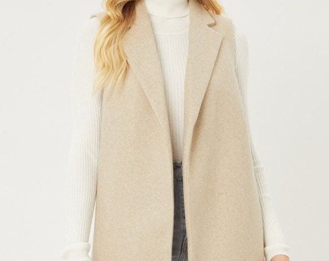 Double Take Full Size Snap Down Plaid Vest Coat with Pockets