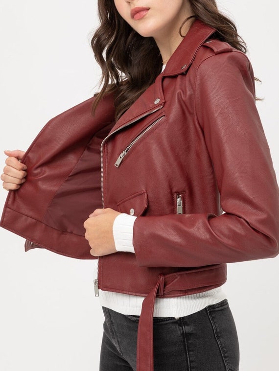 Biker Faux Leather Jacket * Slim Fit Fully Lined * Vintage