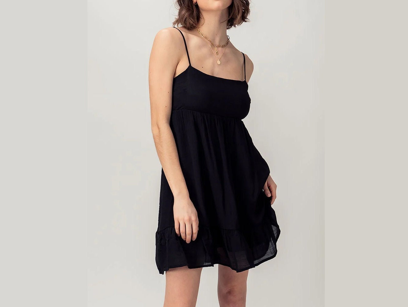 Babydoll Flare Fit Mini Dress. A Line Ruffle Lace, Open Back RibbonTie Straps. Fully Lined Spring Summer in Blush Pink Mother's Gift