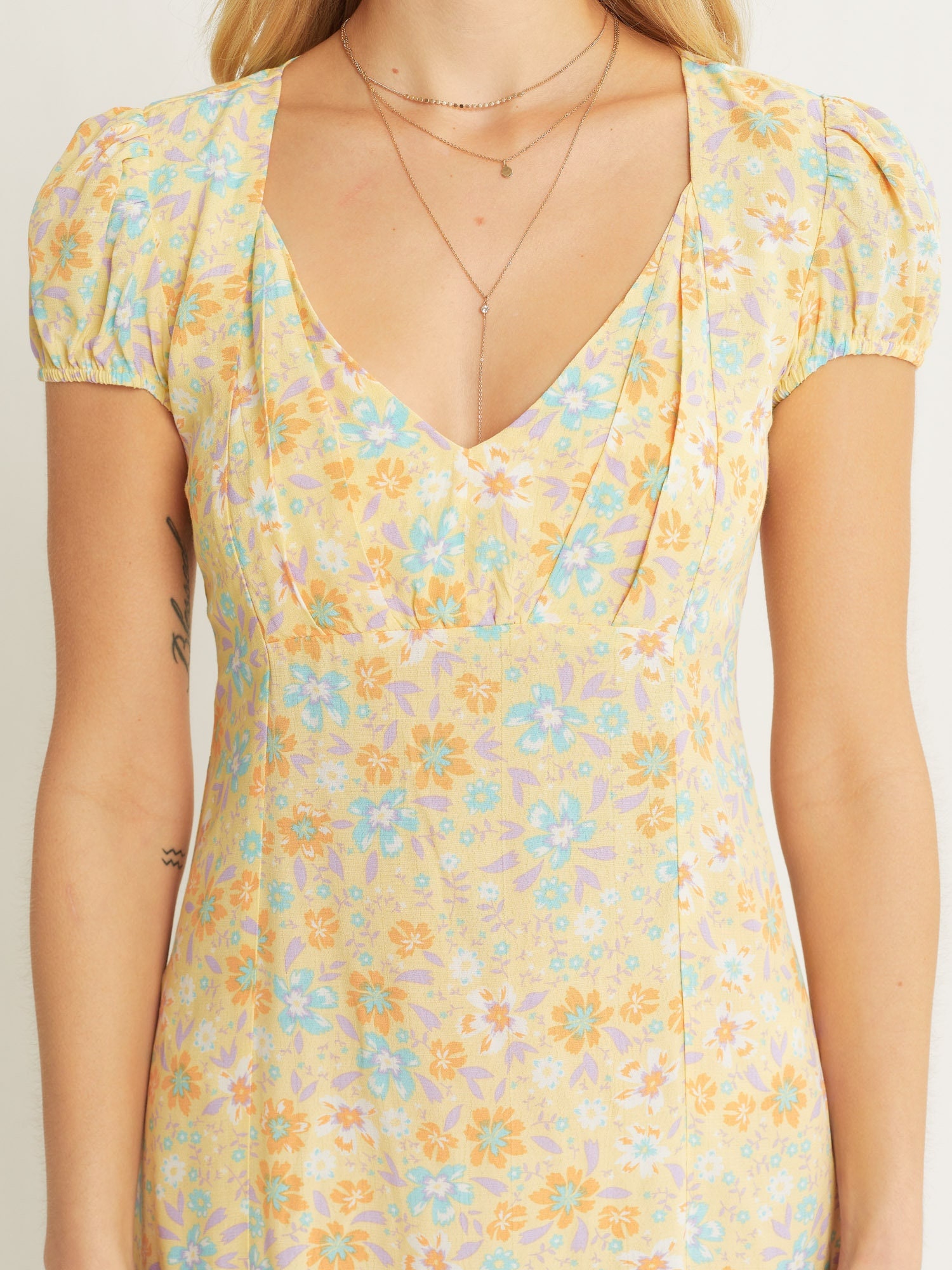 Floral Sakura Print Midi Dress * Side Slit Cap Sleeve
