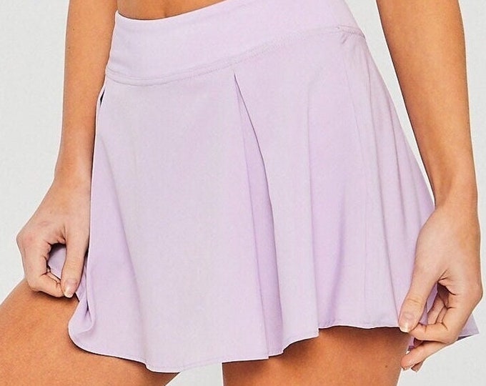 Athletic High Waist Pickleball Tennis Golf Attire. Skort,  Dry Fit Workout Gym Fitness Yoga Track Golf Skirt * Black Lilac White * Her Gift