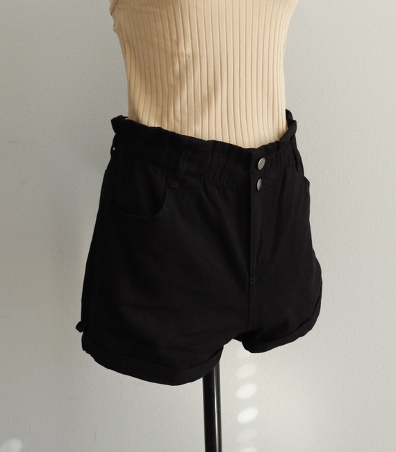 High Waist Paperbag Denim Shorts Elastic Waistband Boxy Jean - Etsy