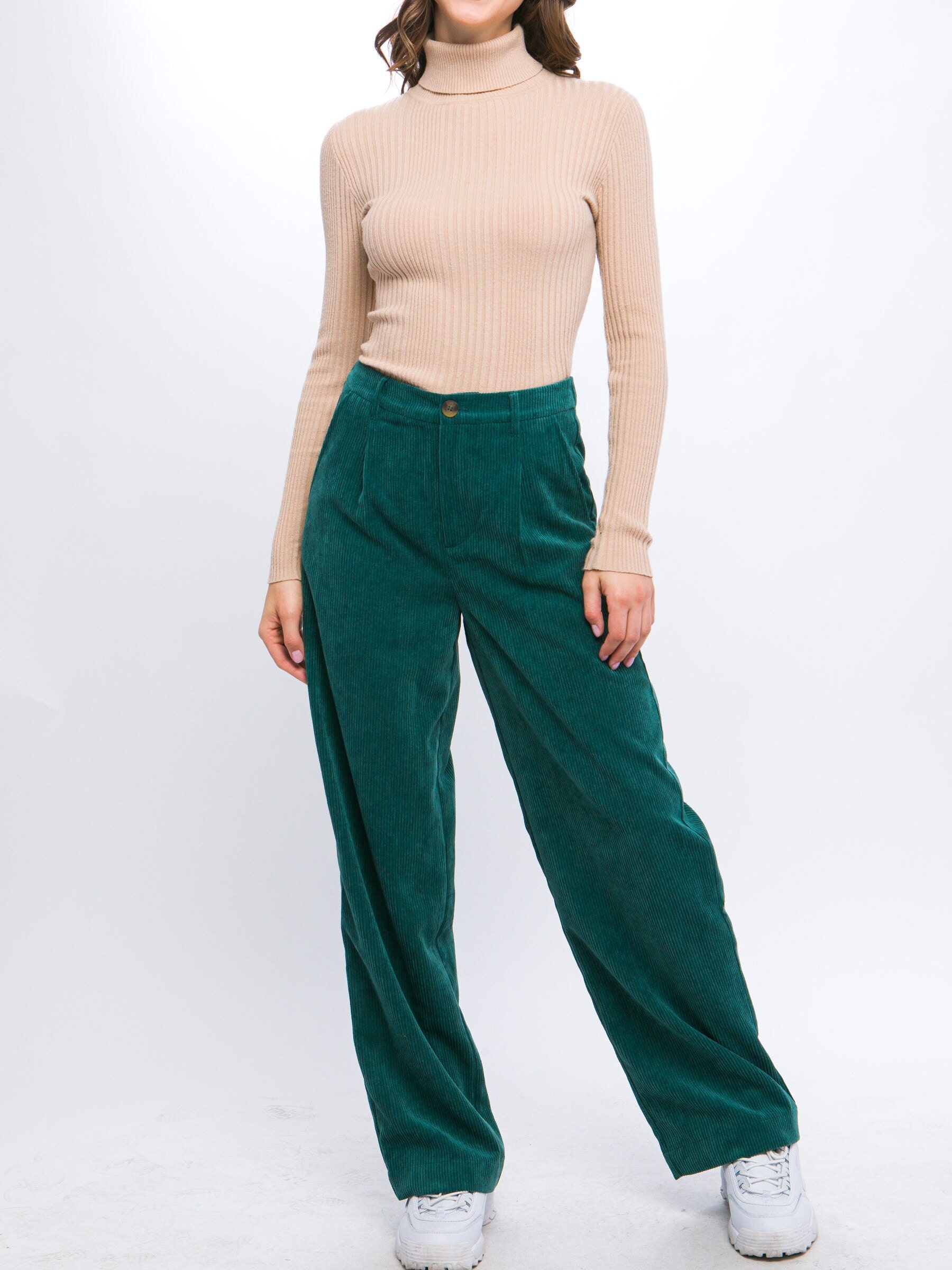 【OVERDUEFLAIR】CORDUROY WIDE PANTS_OLIVE CORDUROY WIDE PANTS_OLIVE - overdueflair