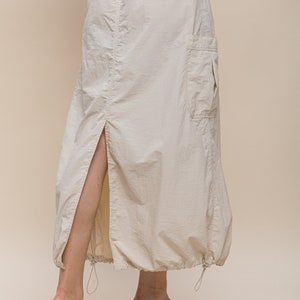 80s 90s Retro Toggle Tie Utility Midi Skirt * Parachute Cargo Skirt * Lightweight Windbreaker Back slit Side Pocket, Bestie Holiday Her Gift