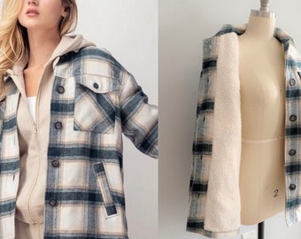 90s Sherpa Flannel - Etsy