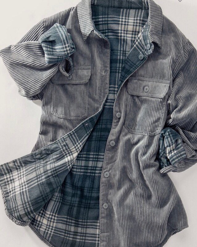 Corduroy Reversible Button Down Shacket 