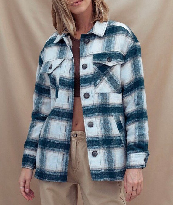 90s Oversized Plaid Sherpa Lined 