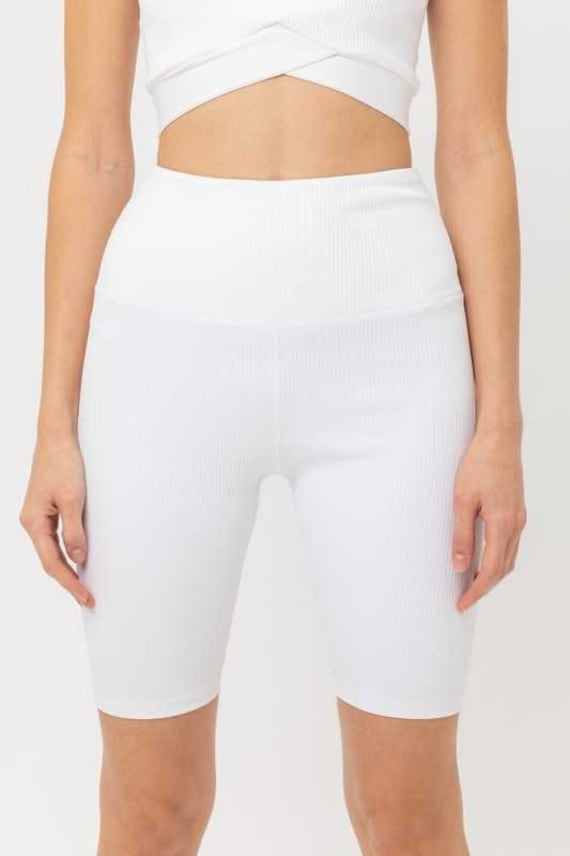 White athletic biker shorts shop