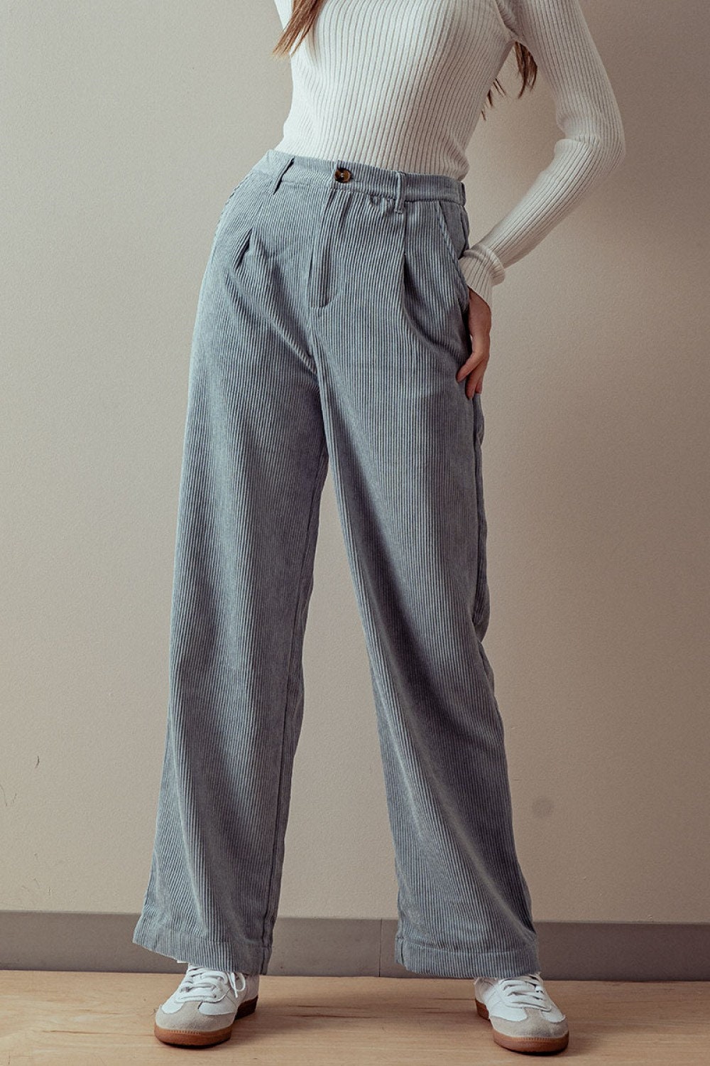 【MODERNIF】Venti Corduroy Pleats Banding Pants Pleated Corduroy Pant | Aritzia US