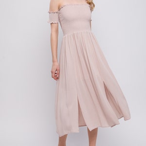 Show 'Em Off Charming Shoulder Smocked Mini Dress