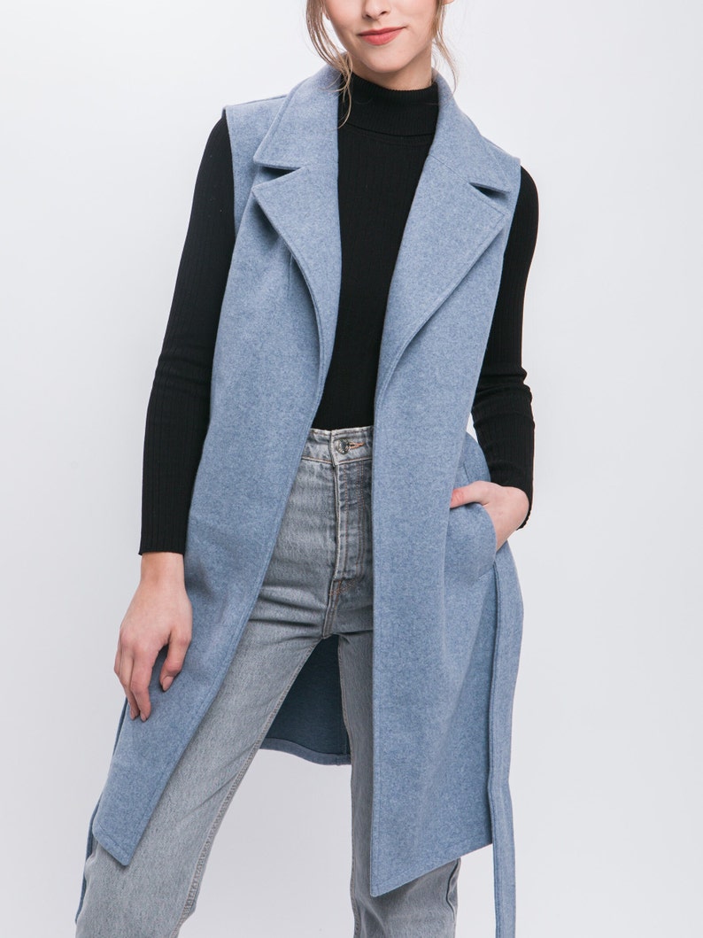 Lapel Collared Robe Vest Coat With Waist Tie - Cozy and Stylish Fall ...