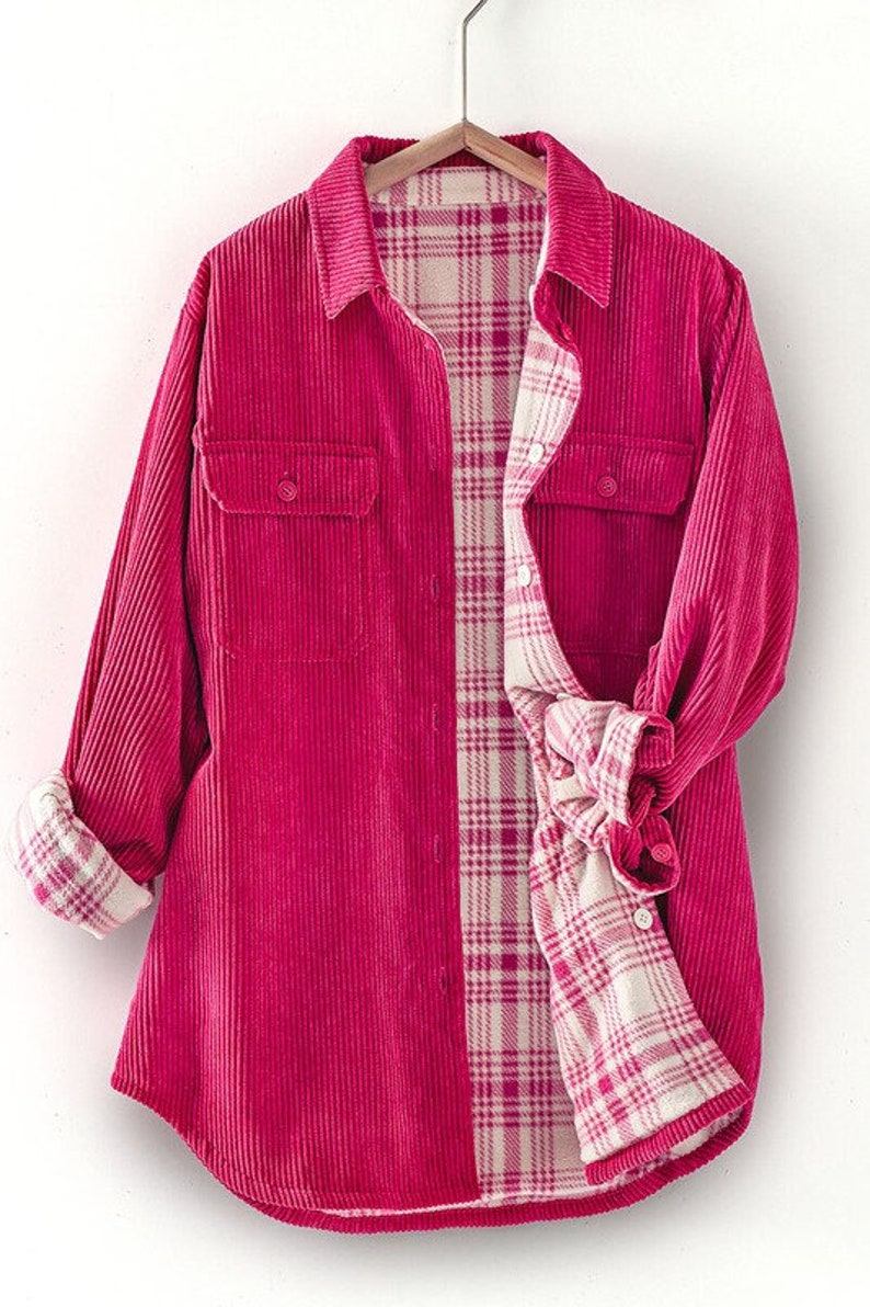 Corduroy Reversible Button Down Shacket Women's Fall Winter Jacket ...