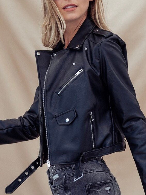 Biker Faux Leather Jacket * Slim Fit Fully Lined * Vintage