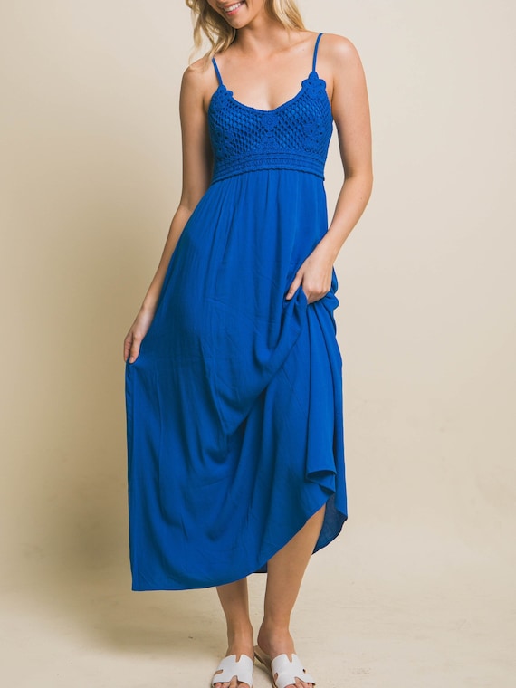 crochet top midi dress Candy Coast Crochet Midi Dress M
