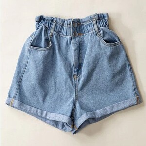 Elastic Denim Shorts 