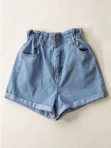 High Waist Denim Shorts Women Summer Wear Elastic Large Casual