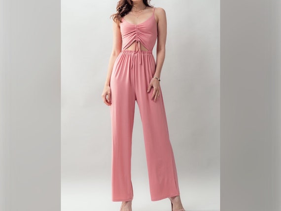 Turn Heads Retro High Waist Cutout 70's Jumpsuit * Y2K