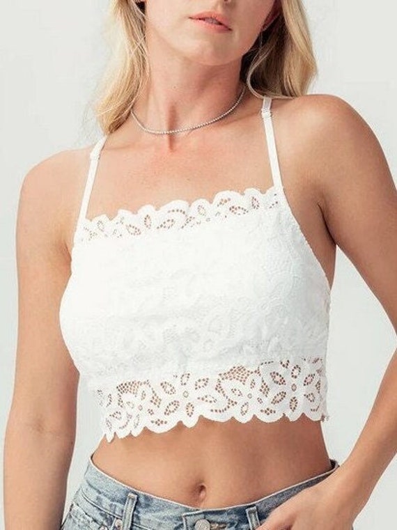  Womens Lace Racerback Bralette Sexy Cami Crop Top Pink