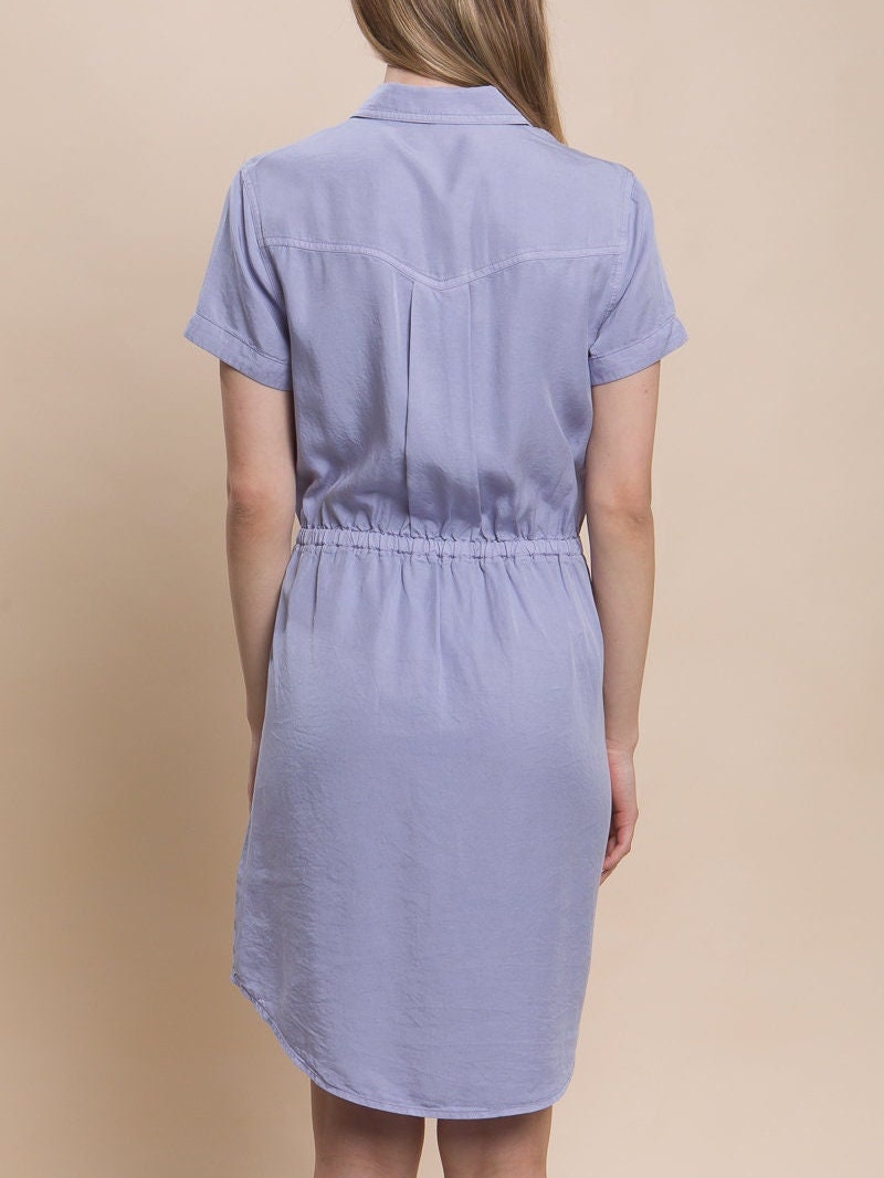 white christmas dresses Tencel™ Lyocell sheath dress with wrap closure and gathering on the fr –  Alice Veneziani main image 1
