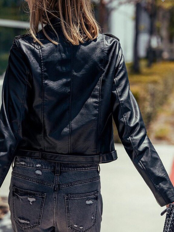 Biker Faux Leather Jacket * Slim Fit Fully Lined * Vintage