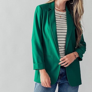 The Basic Blazer with Cuffed Sleeves, Boyfriend Fit, Fully Lined, Soft Fabric, Casual Looks, Classic Work Party Wear, All Seasons Jacket