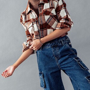 Plaid Snap Down Collared Neck Shacket