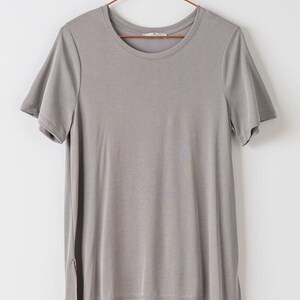 Super Soft Modal Crew Neck Basic T Shirt, High Low Side Slit Tee, Durable Versatile Quality, Comfort wear Cozy Basic Womens, Gift for Her