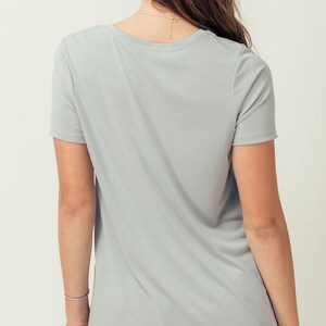 Super Soft Modal Crew Neck Basic T Shirt, High Low Side Slit Tee, Durable Versatile Quality, Comfort wear Cozy Basic Womens, Gift for Her