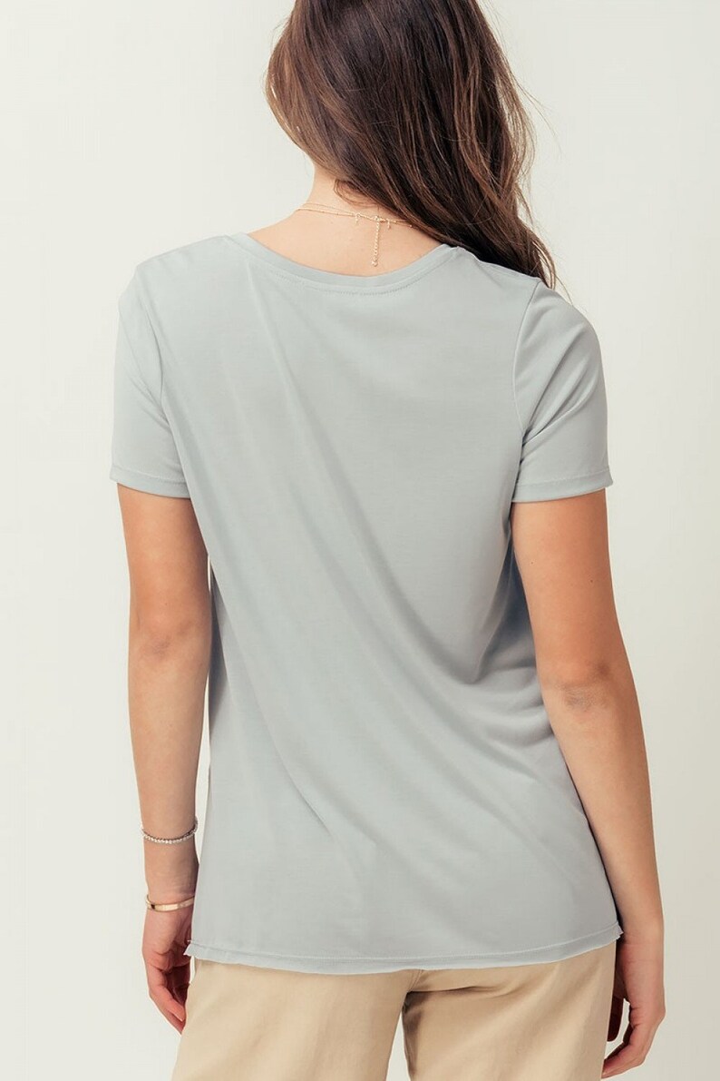 Super Soft Modal Crew Neck Basic T Shirt, High Low Side Slit Tee, Durable Versatile Quality, Comfort wear Cozy Basic Womens, Gift for Her