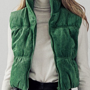 Ladies Corduroy Puffer Vest by TCEC-Red