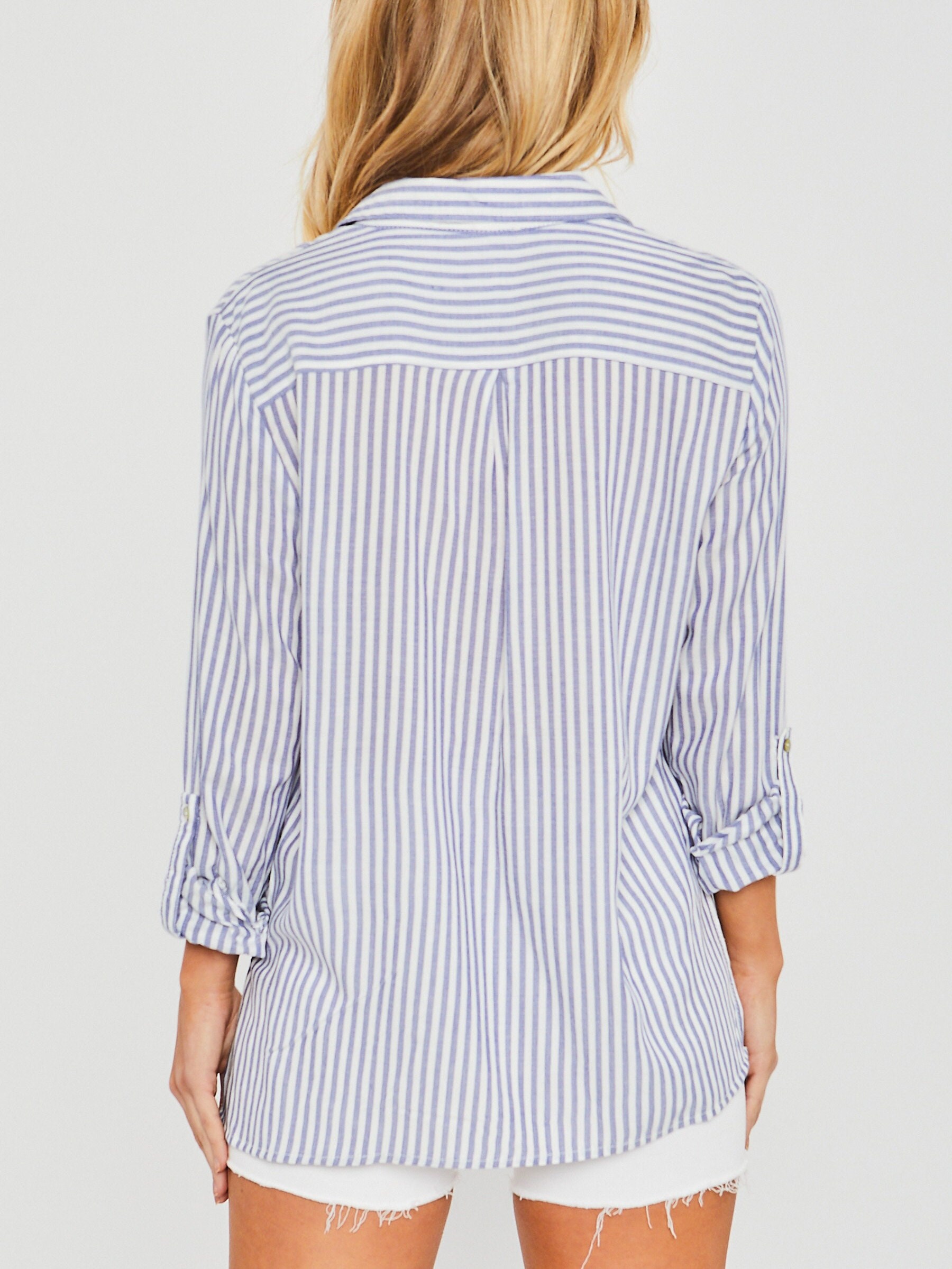 Casual Women's Vertical Striped Button 