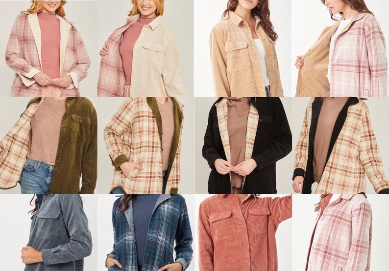 Corduroy Reversible Button Down Shacket Women's Fall - Etsy