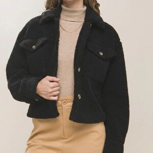 Ultimate Teddy Coat, Short Sherpa Shacket, Warm Button Closure, Cute jacket for her, Daughter, School Fashion