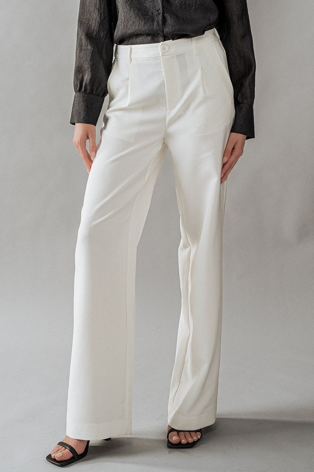 Pantaloni Yoga Donna Gamba Larga - Vita Alta Elasticizzata - Tessuto Elastico 4 Vie - Foto 5