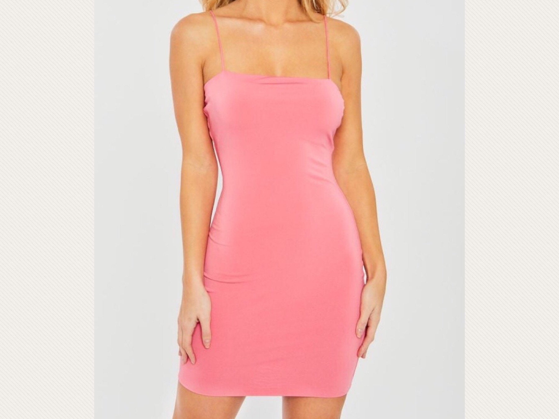 Retro Pink Mini Y2K Bodycon Slip Dress Premium Quality Double Etsy