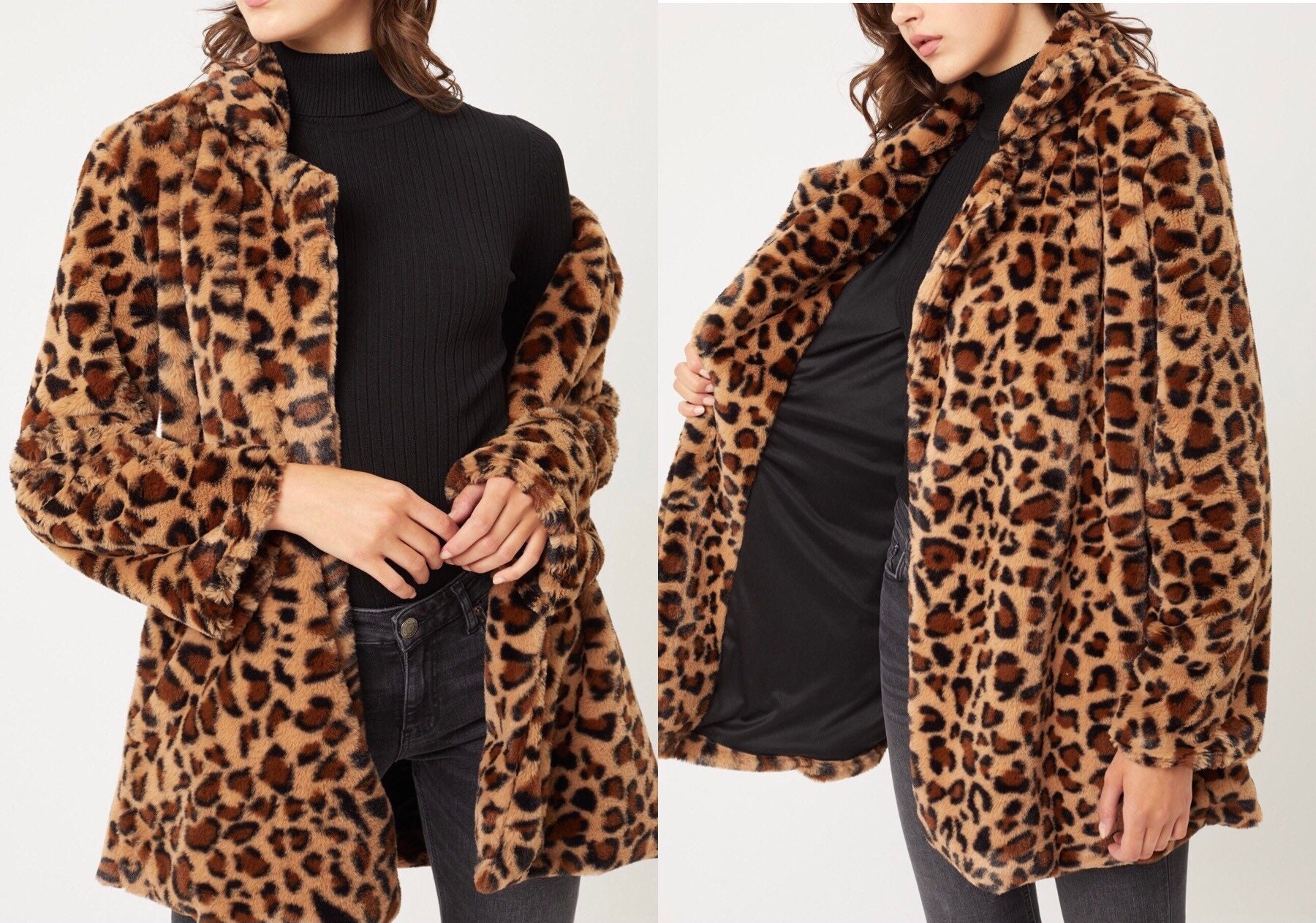 Pandaie Womens .. Jacket Coat,Outwear Fashion Women Warm Vintage Animal Leopard Print Faux Fur Jacket Coat Outwear 