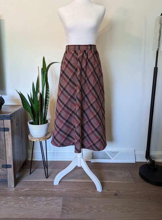 1970s Wool Blend plaid A line skirt
