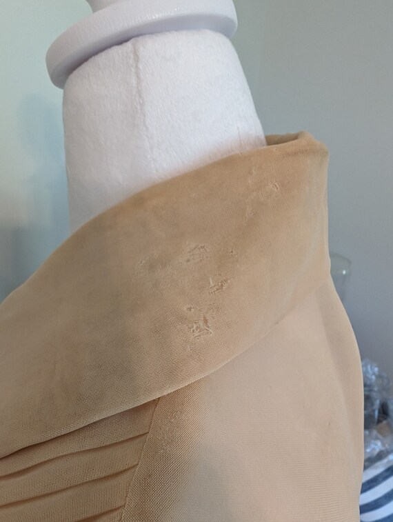 1940/50s cream pleated sleeveless sheer dress nee… - image 7