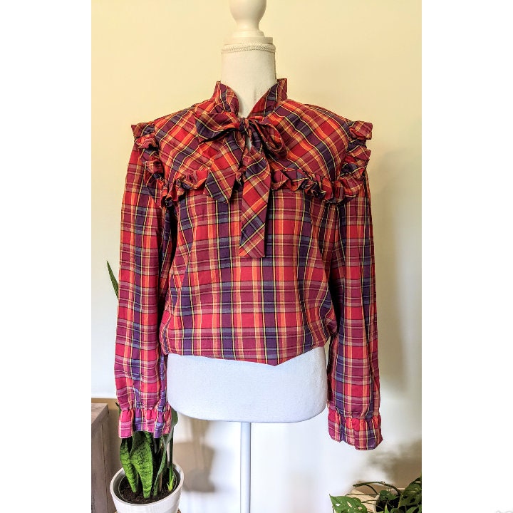 Plaid Ruffle Blouse - Etsy