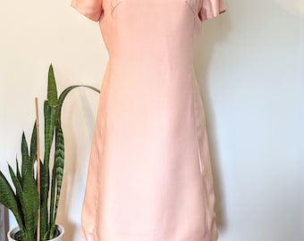 Vintage 1960s pink mini dress with beaded detail collar party dress