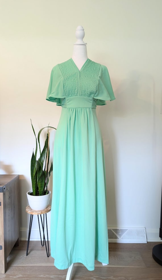 1960s Mint Green Maxi Dress Full Length Party Casual
